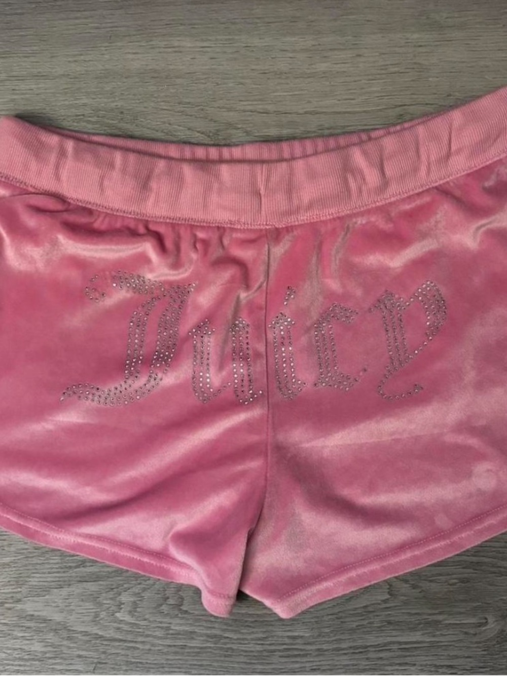 Juicy Couture Pink Velour Rhinestone Logo Athletic Shorts